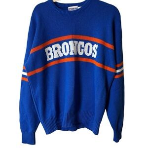 VINTAGE | Authentic Pro‎ Line US Made Broncos Crewneck - Blue + Orange - Sz XL